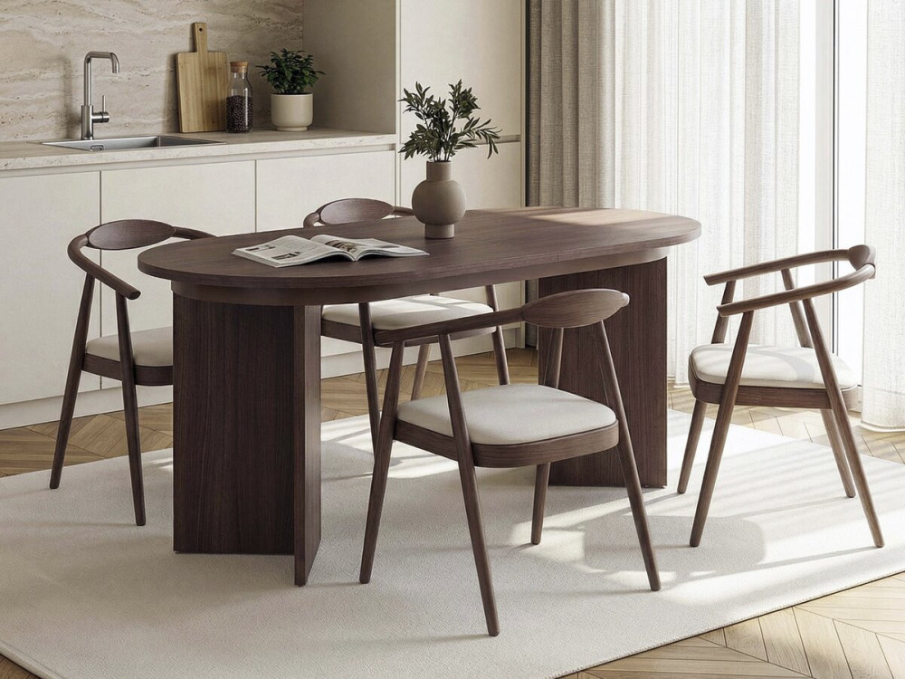 Mesa de comedor extensible de madera 160/200 cm "Sorell" - 8 plazas - Marrón