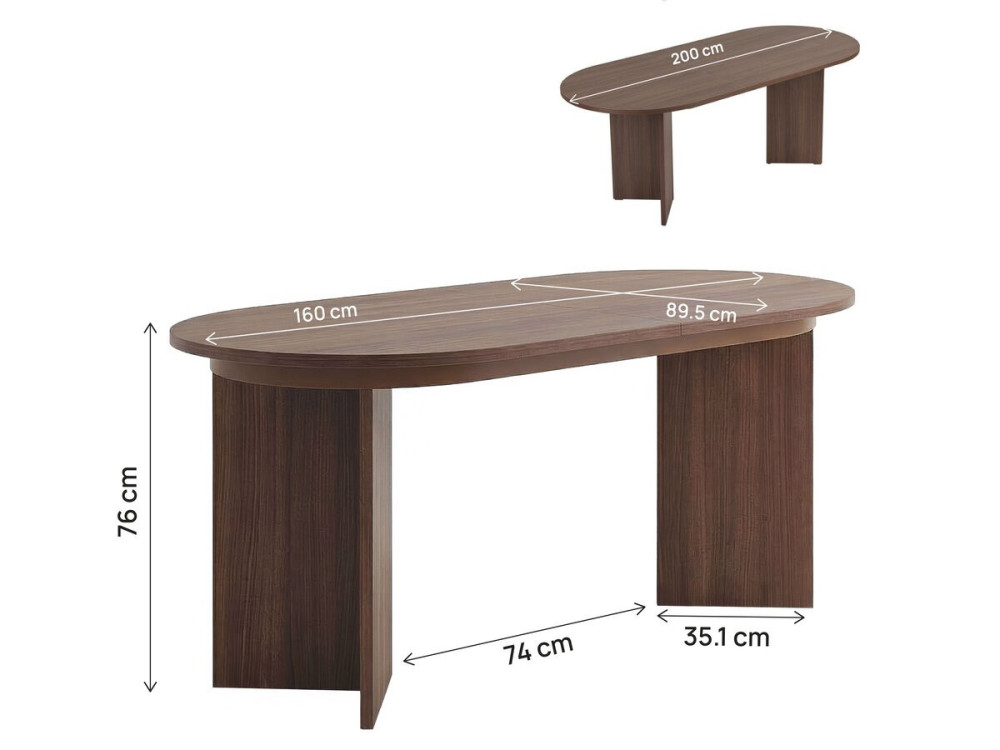 Mesa de comedor extensible de madera 160/200 cm "Sorell" - 8 plazas - Marrón
