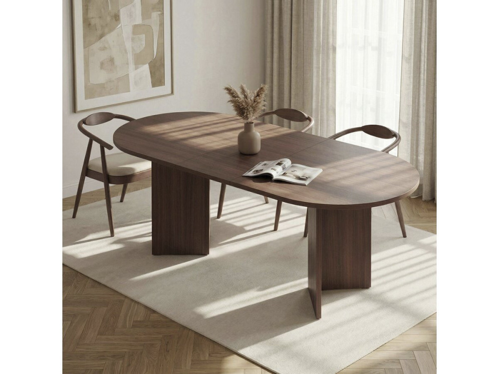 Mesa de comedor extensible de madera 160/200 cm "Sorell" - 8 plazas - Marrón