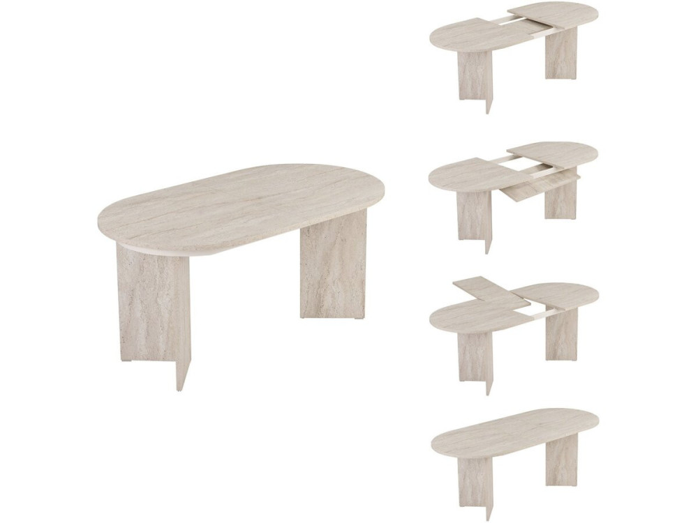 Mesa de comedor extensible de madera 160/200 cm "Sorell" - 8 plazas - Travertino