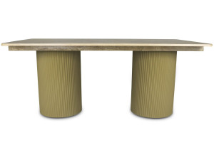 Mesa de comedor ovalada de madera "Zénith" - 180 cm - 8 plazas - Beige