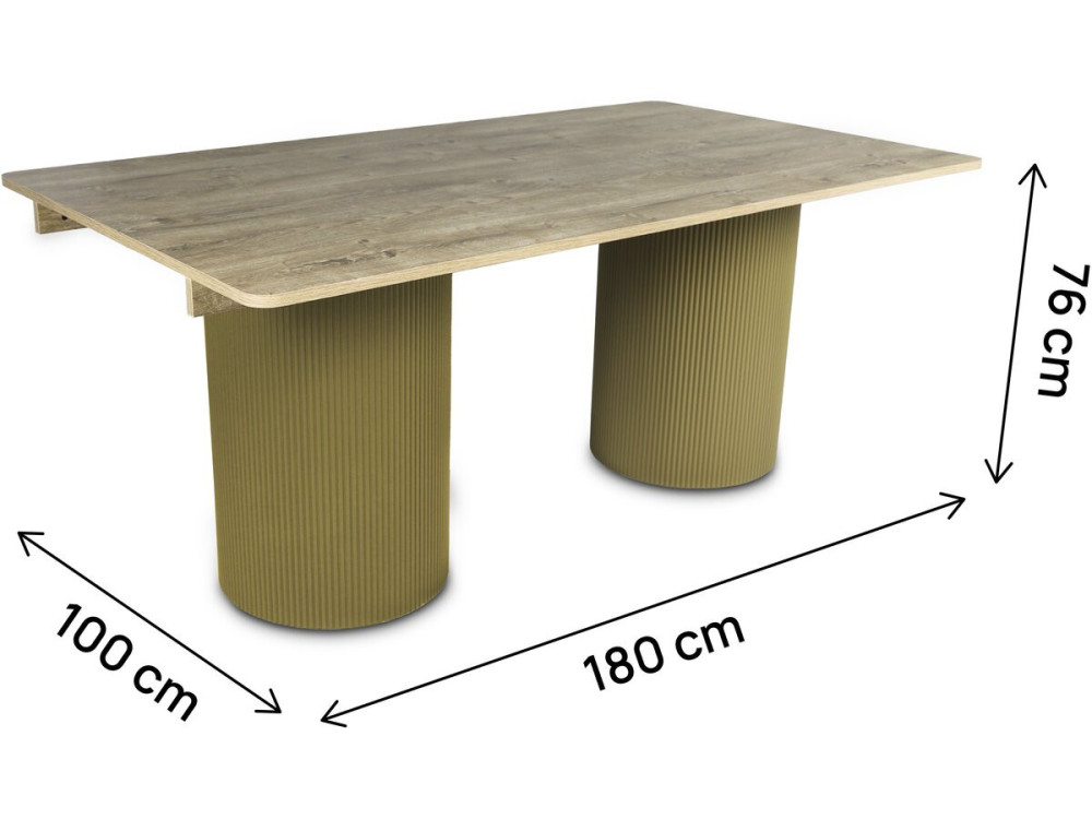Mesa de comedor ovalada de madera "Zénith" - 180 cm - 8 plazas - Beige