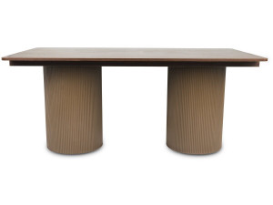 Mesa de comedor ovalada de madera "Zénith" - 180 cm - 8 plazas - Marrón