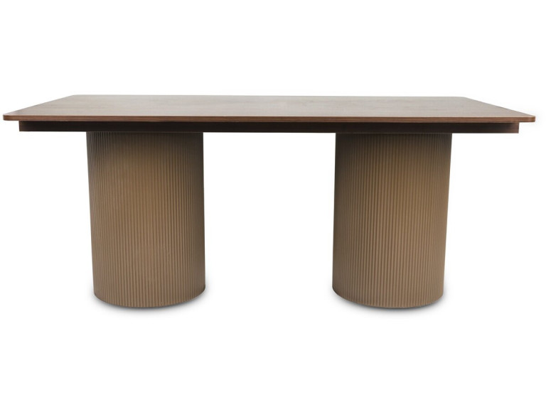 Mesa de comedor ovalada de madera "Zénith" - 180 cm - 8 plazas - Marrón