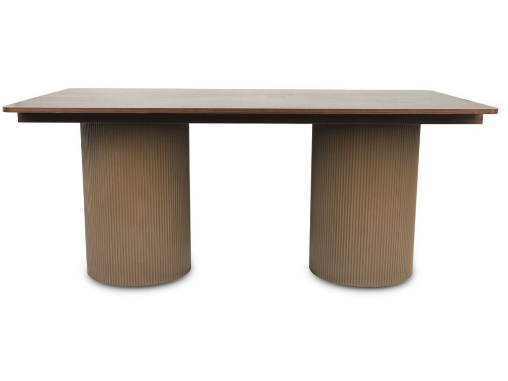 Mesa de comedor ovalada de madera "Zénith" - 180 cm - 8 plazas - Marrón
