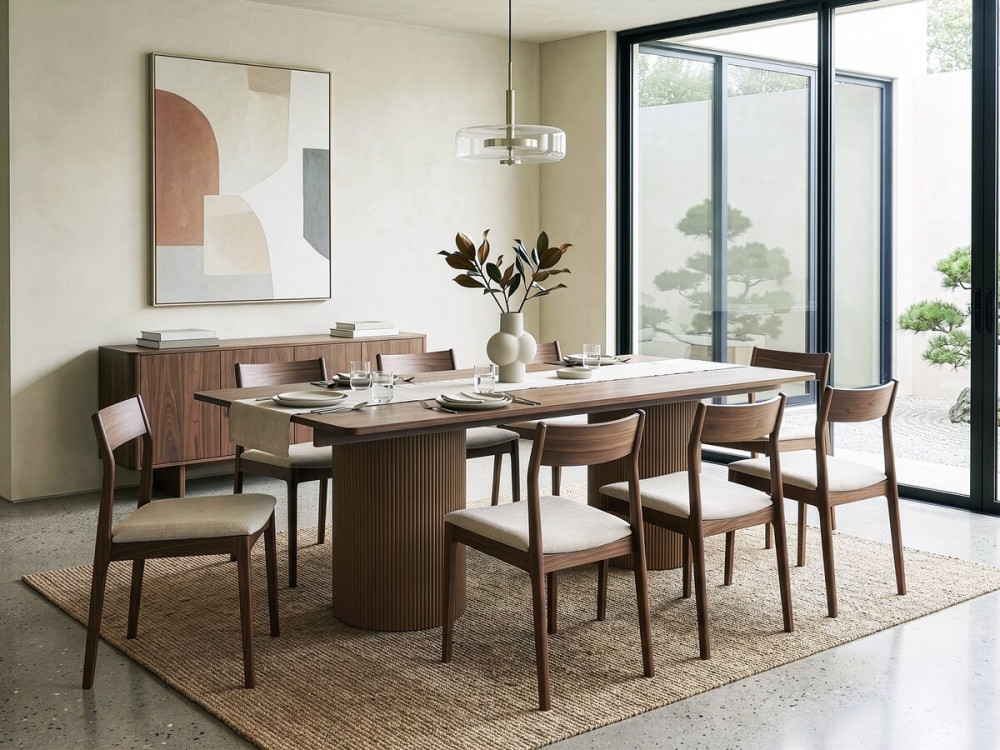Mesa de comedor ovalada de madera "Zénith" - 180 cm - 8 plazas - Marrón