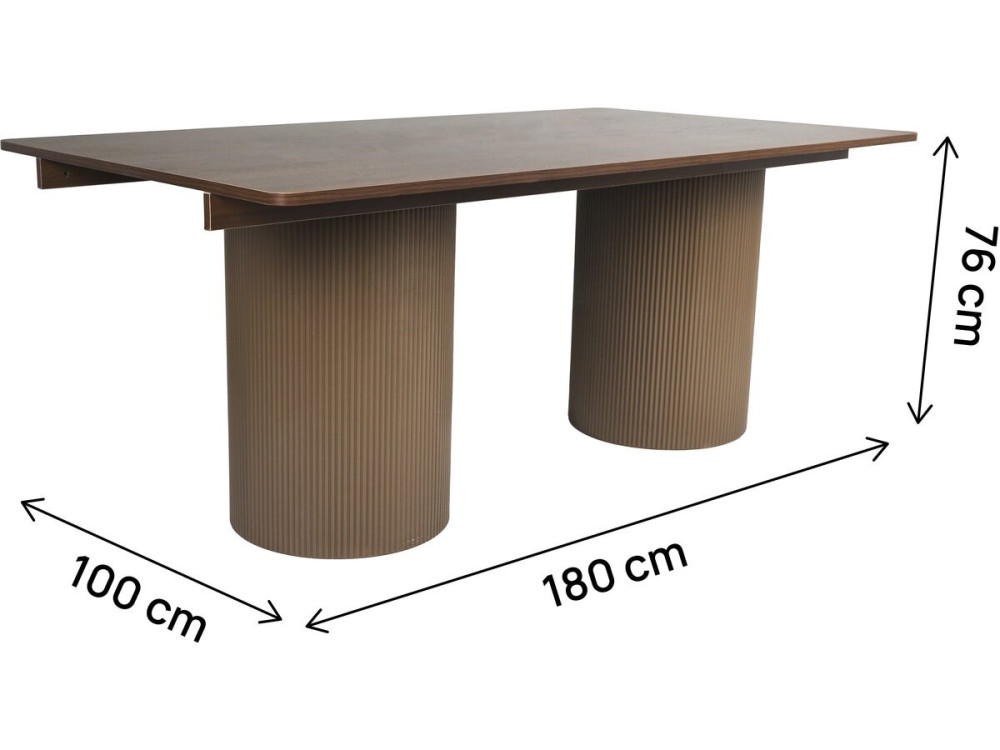 Mesa de comedor ovalada de madera "Zénith" - 180 cm - 8 plazas - Marrón