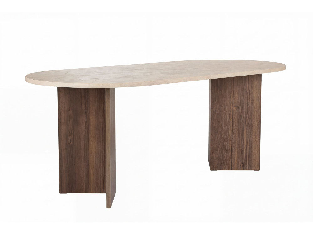 Mesa de comedor de madera "Sabella" - 200 x 90 x 75 cm - Travertino