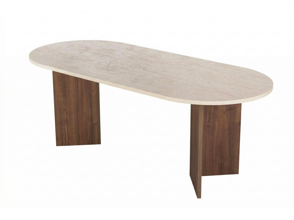 Mesa de comedor de madera "Sabella" - 200 x 90 x 75 cm - Travertino