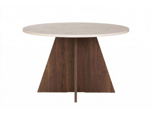 Mesa de comedor de madera "Virella" - 120 x 120 x 75 cm - Travertino
