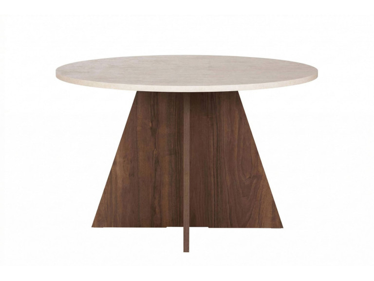 Mesa de comedor de madera "Virella" - 120 x 120 x 75 cm - Travertino