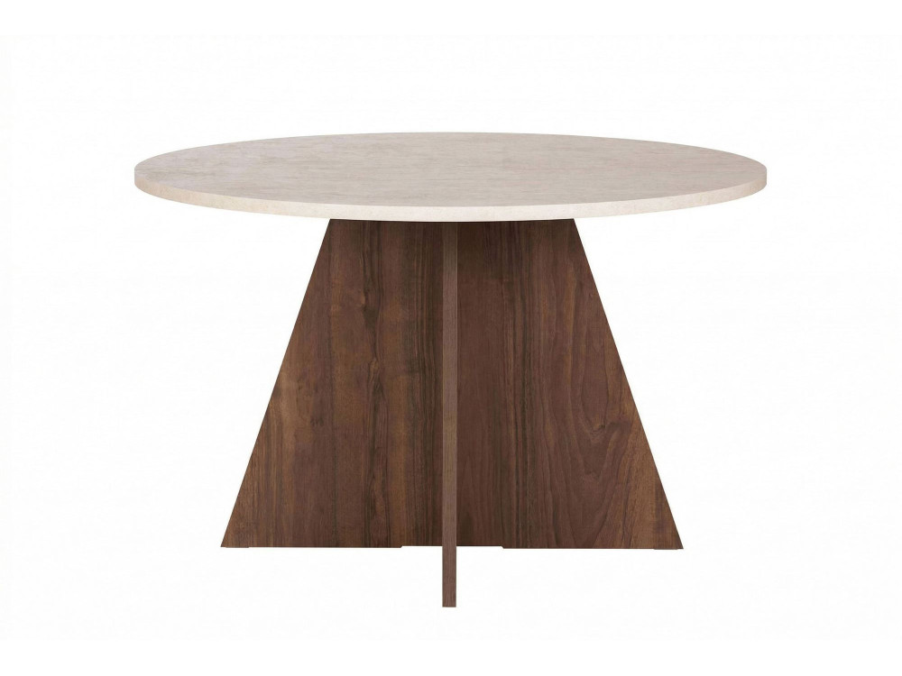 Mesa de comedor de madera "Virella" - 120 x 120 x 75 cm - Travertino