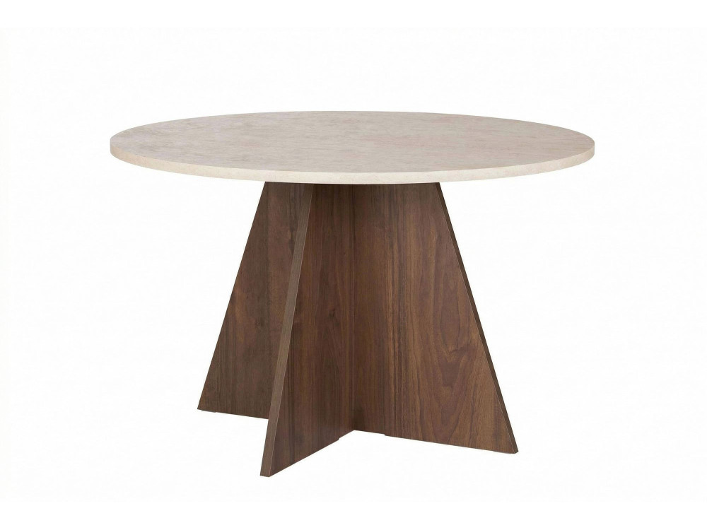 Mesa de comedor de madera "Virella" - 120 x 120 x 75 cm - Travertino