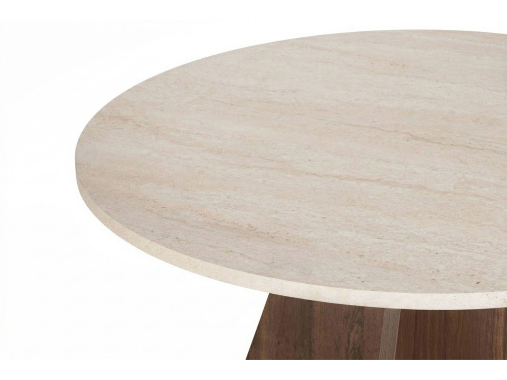 Mesa de comedor de madera "Virella" - 120 x 120 x 75 cm - Travertino