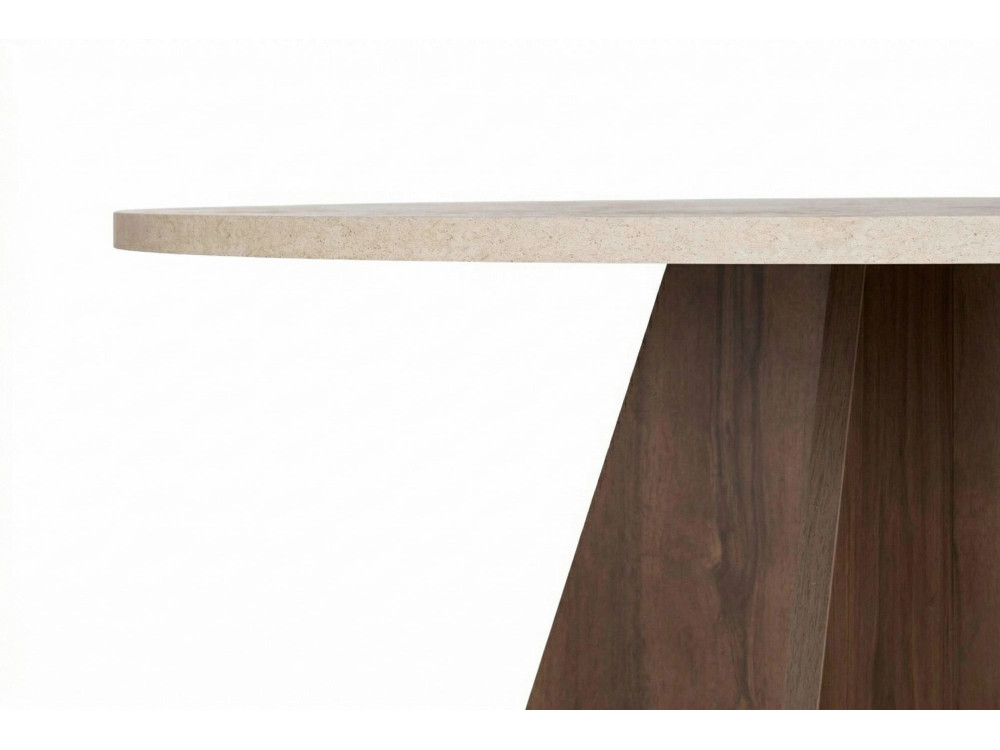 Mesa de comedor de madera "Virella" - 120 x 120 x 75 cm - Travertino