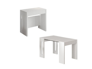 Mesa de comedor extensible de madera "Nivo" - 80 x 44 x 76 cm - Blanco