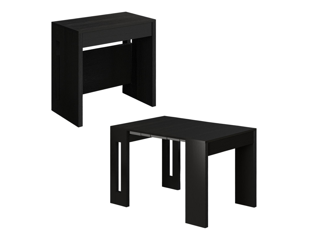 Mesa de comedor de madera extensible "Nivo" - 80 x 44 x 76 cm - Negro