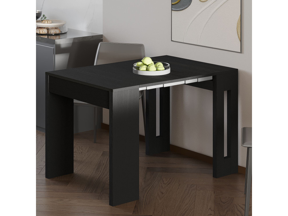 Mesa de comedor de madera extensible "Nivo" - 80 x 44 x 76 cm - Negro
