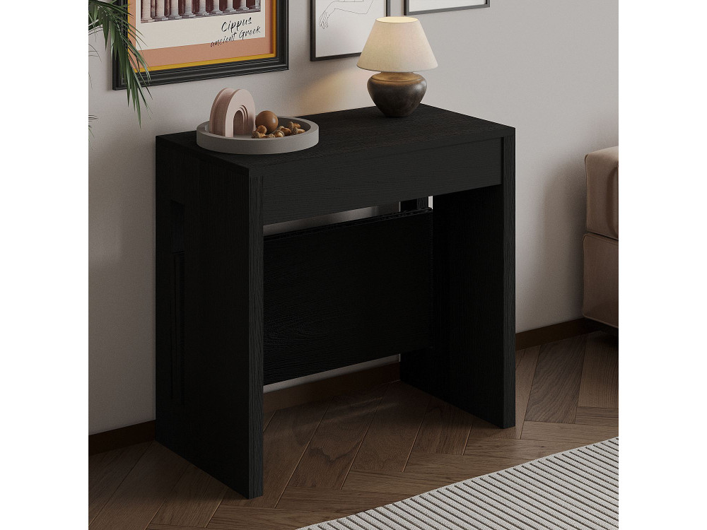 Mesa de comedor de madera extensible "Nivo" - 80 x 44 x 76 cm - Negro