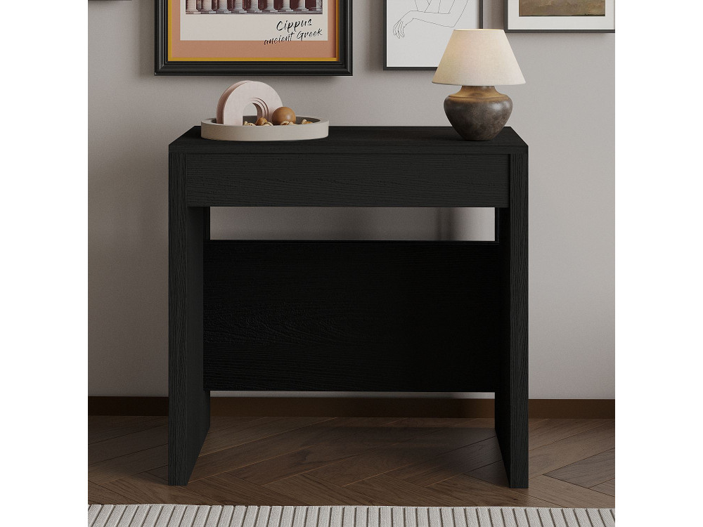 Mesa de comedor de madera extensible "Nivo" - 80 x 44 x 76 cm - Negro