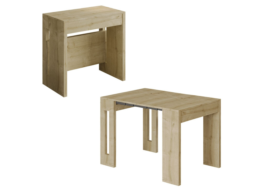 Mesa de comedor extensible de madera "Nivo" - 80 x 44 x 76 cm - Beige