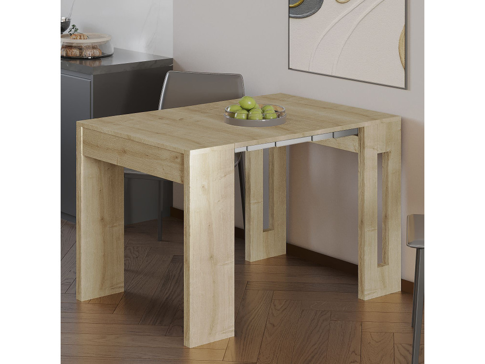Mesa de comedor extensible de madera "Nivo" - 80 x 44 x 76 cm - Beige