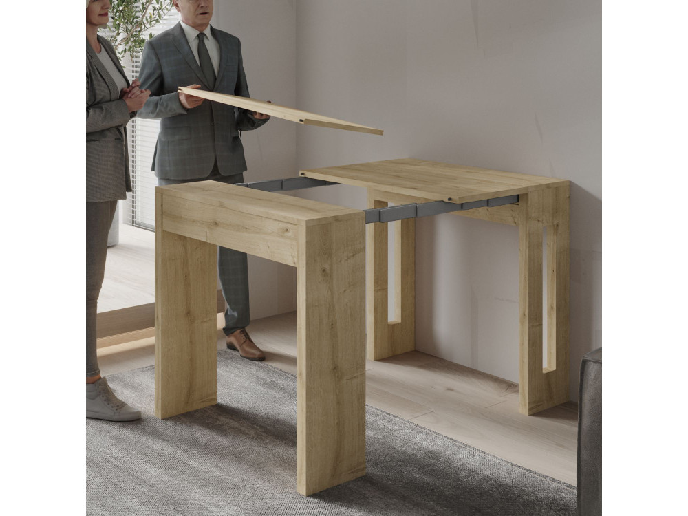 Mesa de comedor extensible de madera "Nivo" - 80 x 44 x 76 cm - Beige