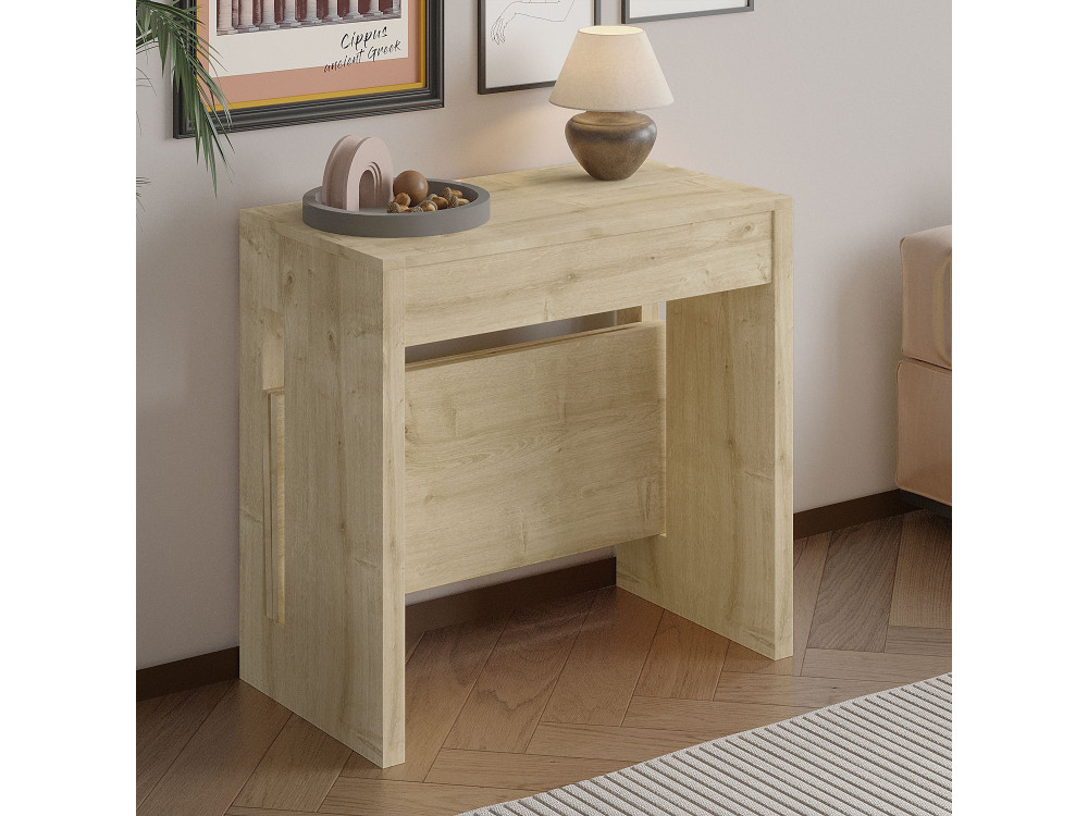 Mesa de comedor extensible de madera "Nivo" - 80 x 44 x 76 cm - Beige