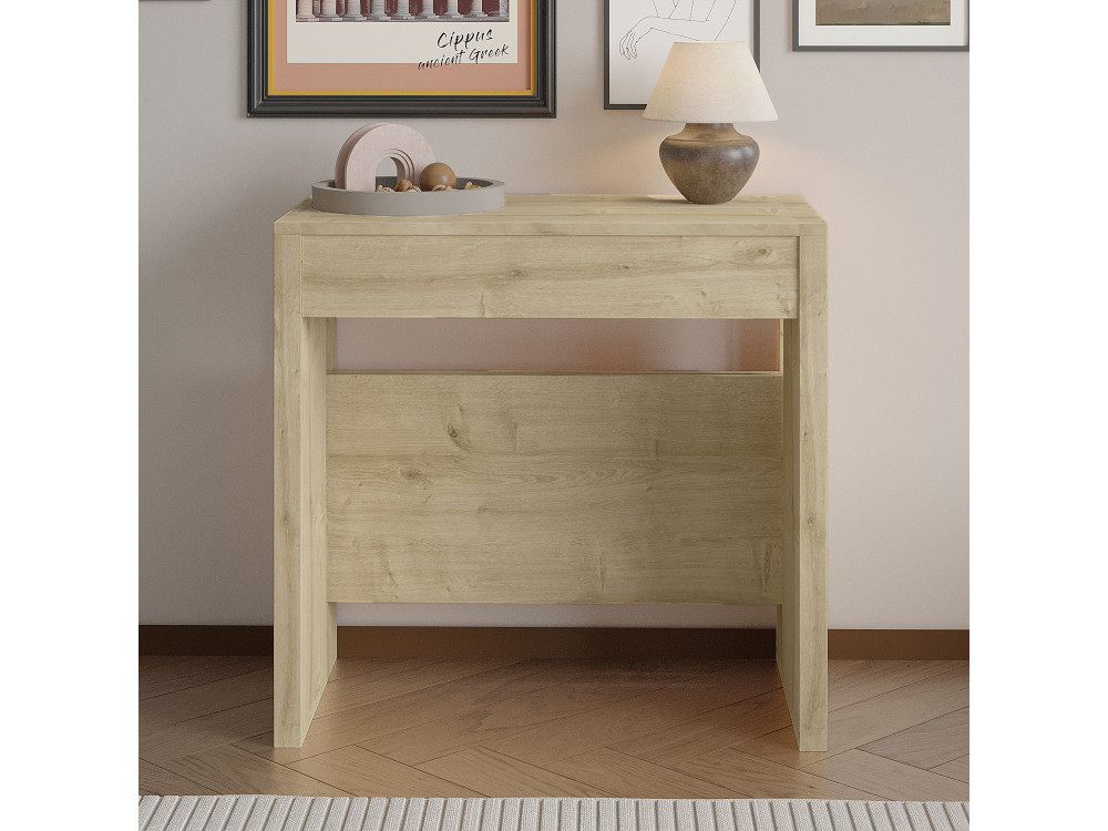 Mesa de comedor extensible de madera "Nivo" - 80 x 44 x 76 cm - Beige