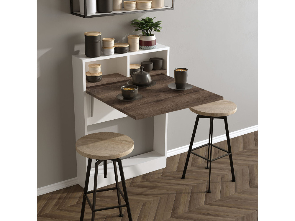 Mesa de comedor plegable de madera "Bracked" - 70 x 15 x 96 cm - Beige