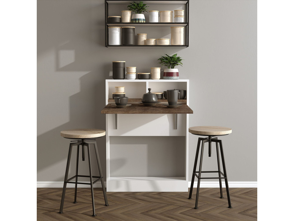 Mesa de comedor plegable de madera "Bracked" - 70 x 15 x 96 cm - Beige