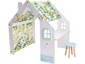 Casa infantil de madera "Bianelli" con escritorio - 114 x 93 x 120 cm - Blanco / Menta
