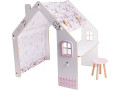 Casa infantil de madera "Bianelli" con escritorio - 114 x 93 x 120 cm - Blanco / Menta - Blanco / Rosa