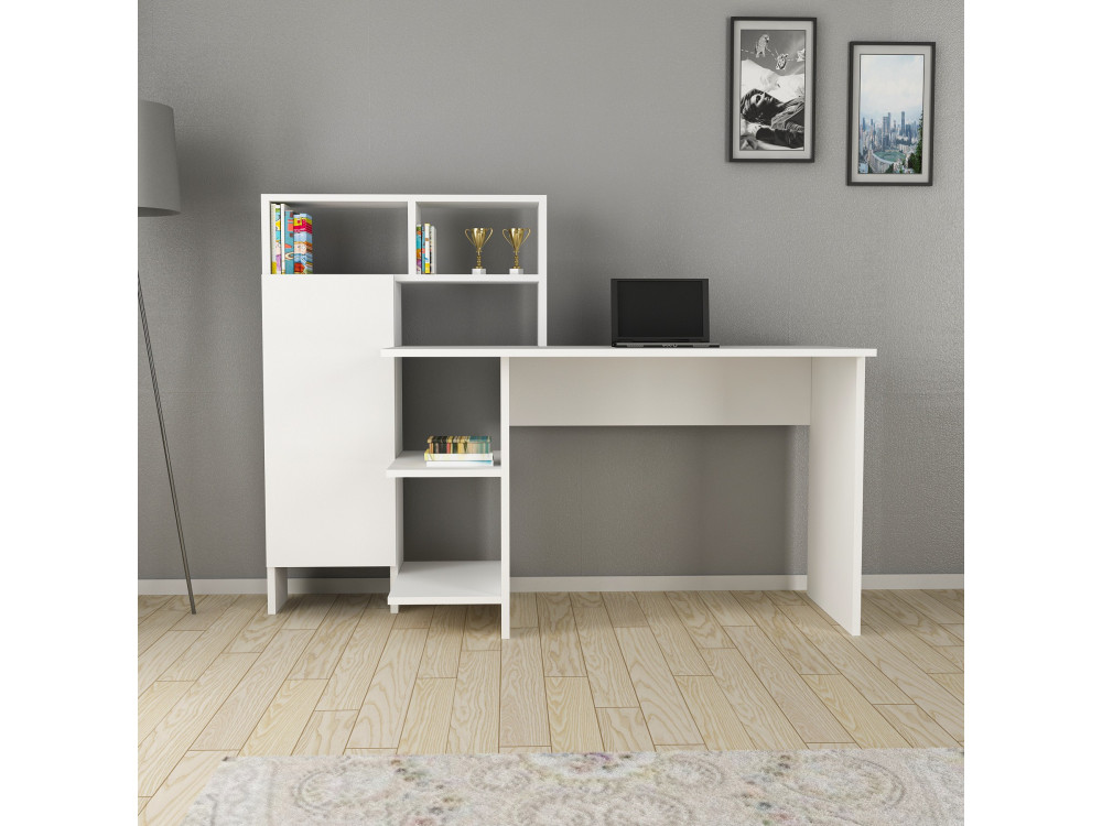 Escritorio de madera "Bugra" - 135 x 60 x 111 cm - Blanco