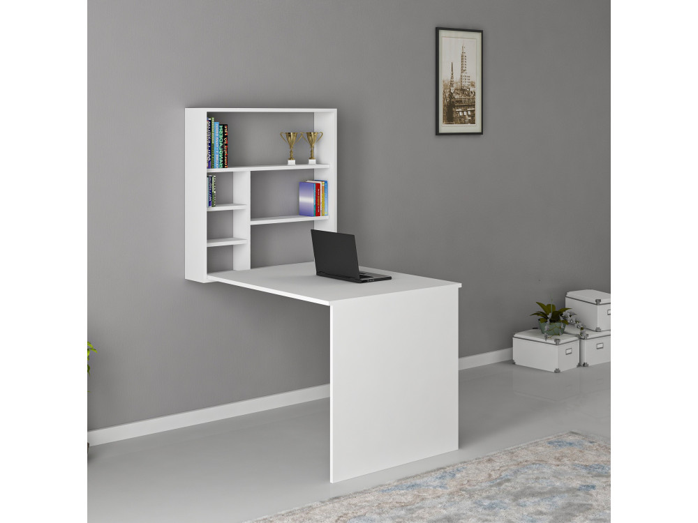 Escritorio de madera "Sedir" - 90 x 59 x 154 cm - Blanco