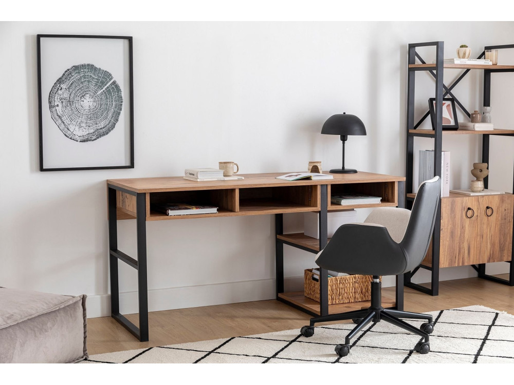 Escritorio de madera "Emro" - 150 x 58 x 75 cm - Nogal negro