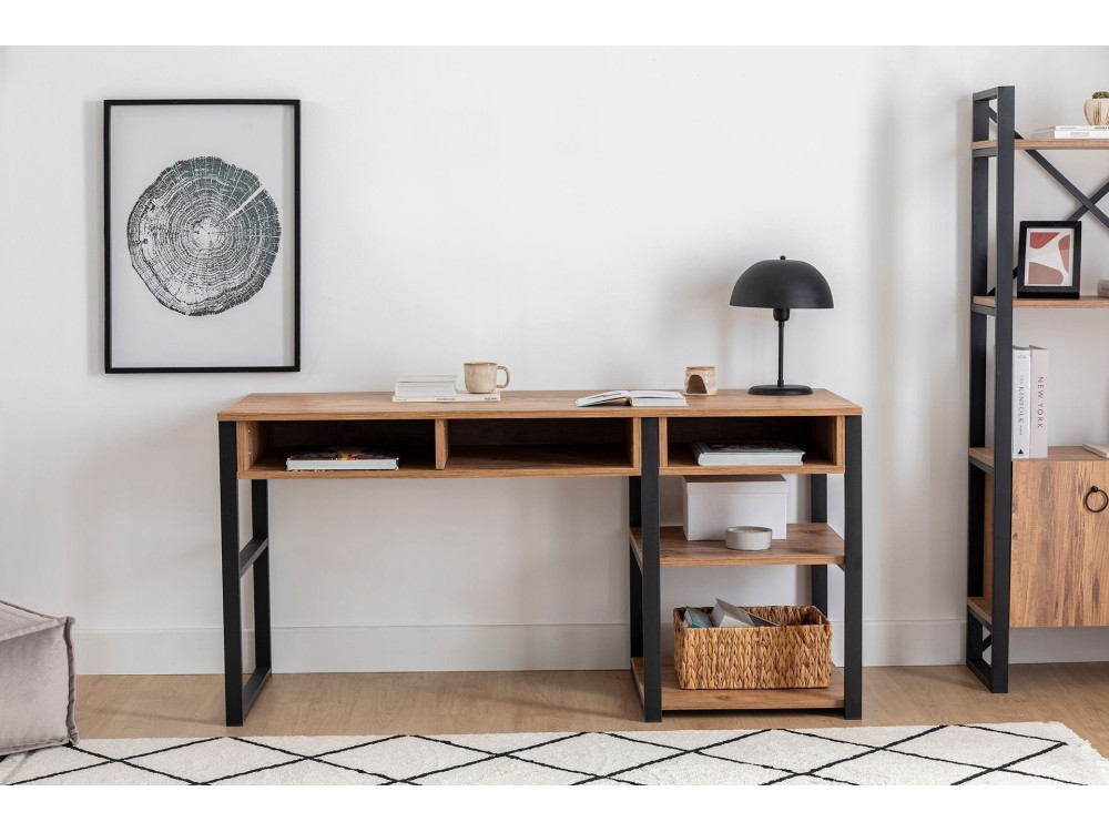 Escritorio de madera "Emro" - 150 x 58 x 75 cm - Nogal negro
