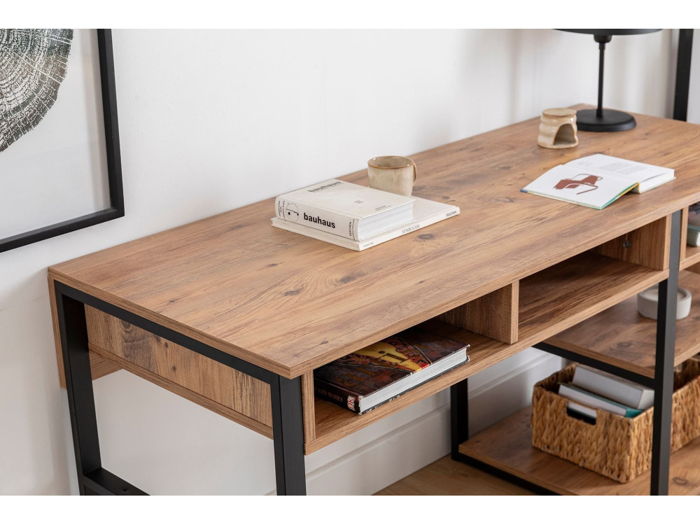 Escritorio de madera "Emro" - 150 x 58 x 75 cm - Nogal negro