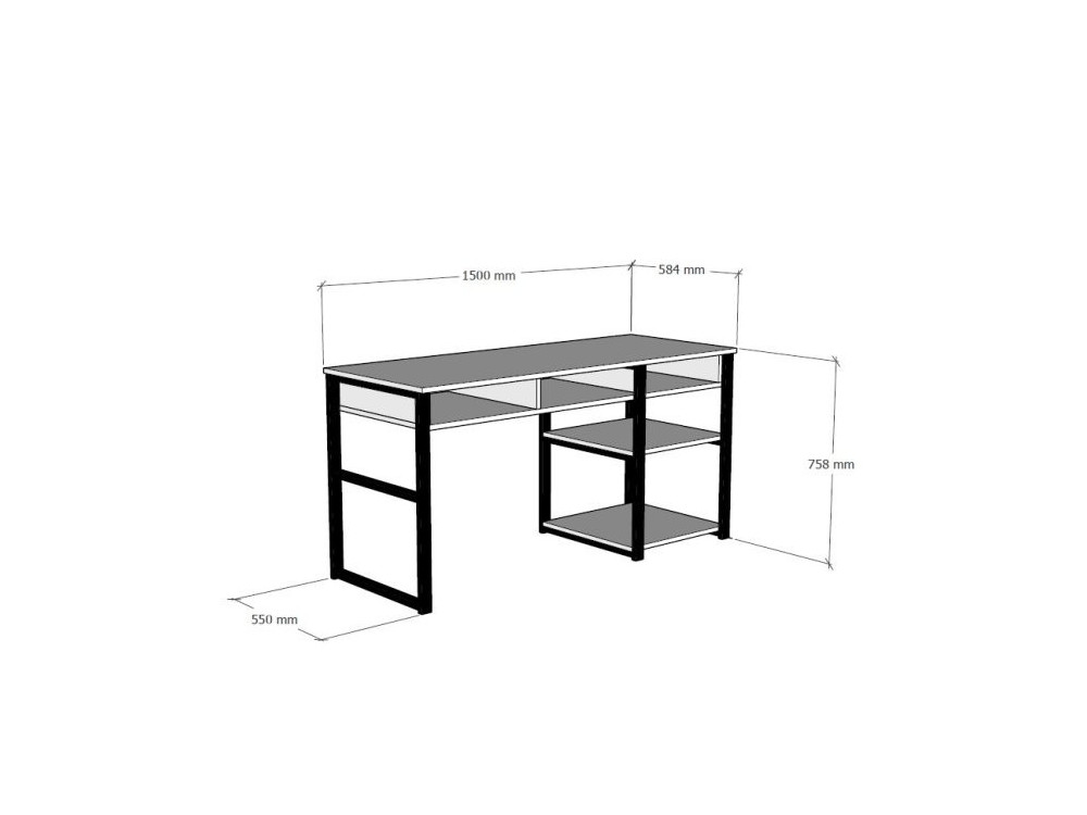 Escritorio de madera "Emro" - 150 x 58 x 75 cm - Nogal negro
