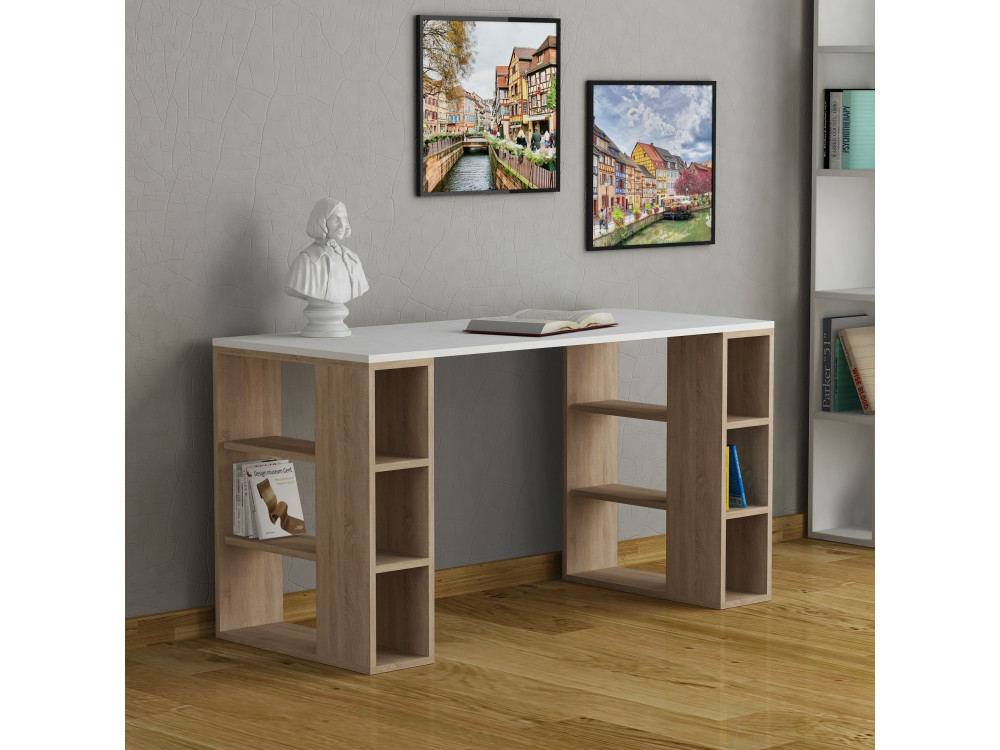 Escritorio de madera "Colmar" - 140 x 75 x 60 cm - Blanco