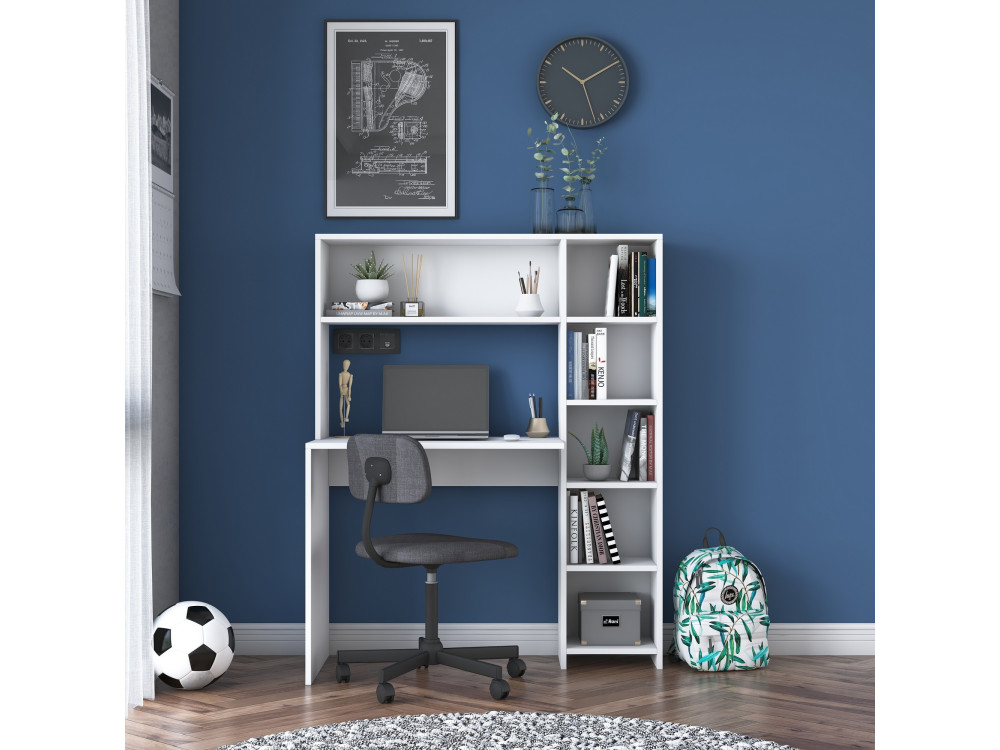 Escritorio de madera "Haham" 113 x 40 x 142 cm - Blanco