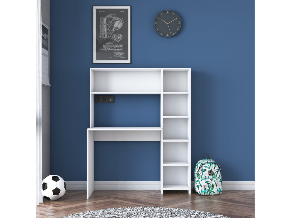 Escritorio de madera "Haham" 113 x 40 x 142 cm - Blanco