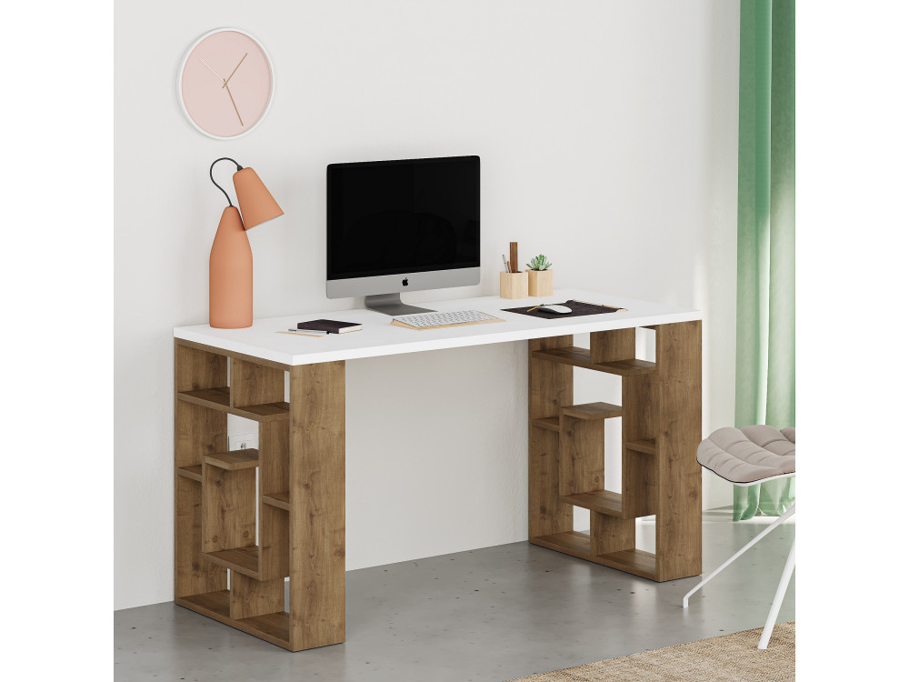 Escritorio de madera "Laberinto" 140 x 60 x 75 cm - Blanco