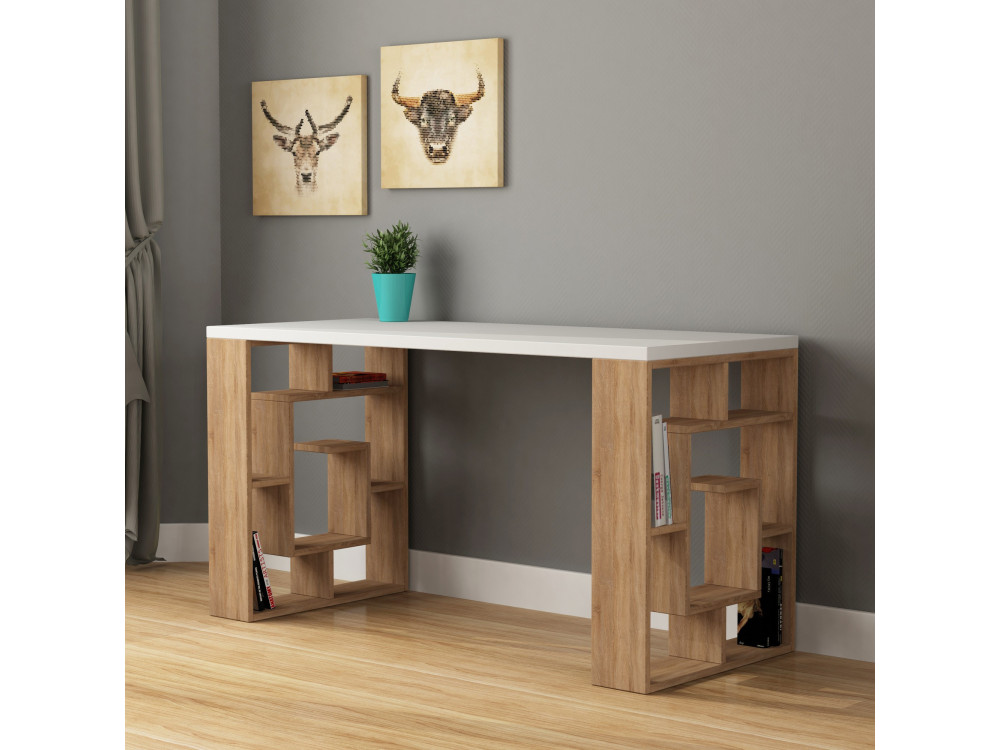 Escritorio de madera "Laberinto" 140 x 60 x 75 cm - Blanco