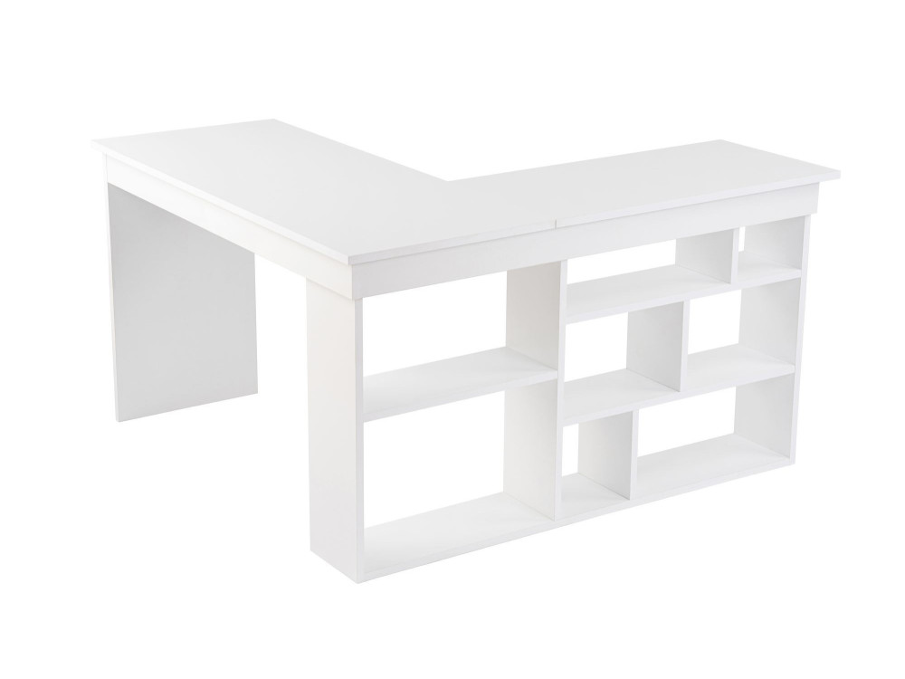 Escritorio de madera "Vesper" 130 x 120 x 72 cm - Blanco natural