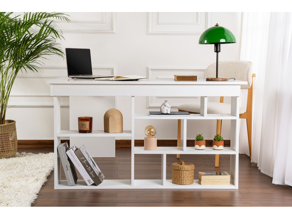 Escritorio de madera "Vesper" 130 x 120 x 72 cm - Blanco natural