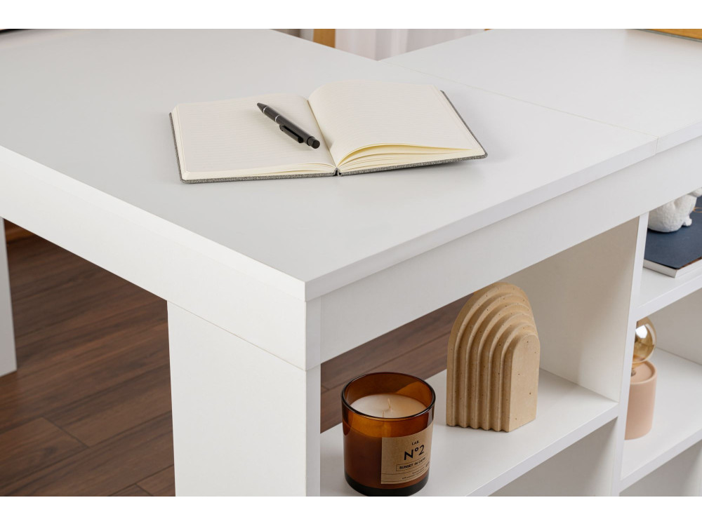 Escritorio de madera "Vesper" 130 x 120 x 72 cm - Blanco natural