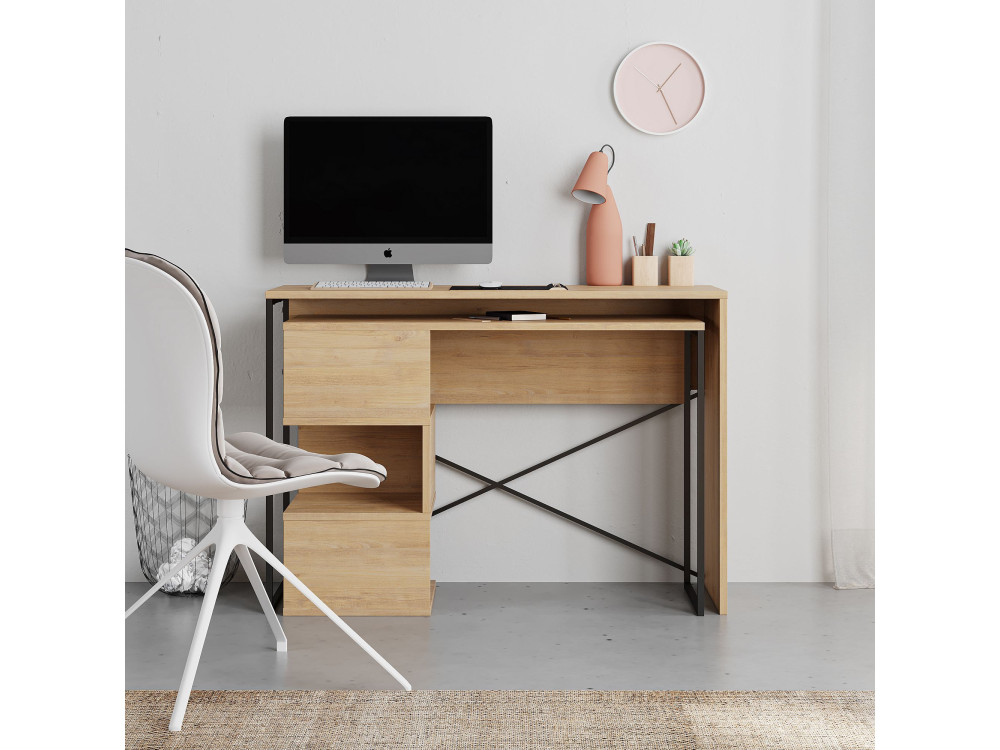Escritorio modular de madera "Badau" - 110 x 102 x 77 cm - Beige