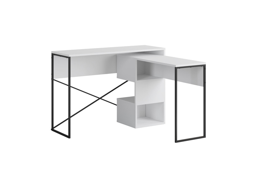 Escritorio modular de madera "Badau" - 110 x 102 x 77 cm - Blanco