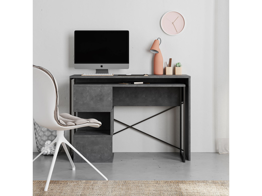 Escritorio modular de madera "Badau" - 110 x 102 x 77 cm - Gris